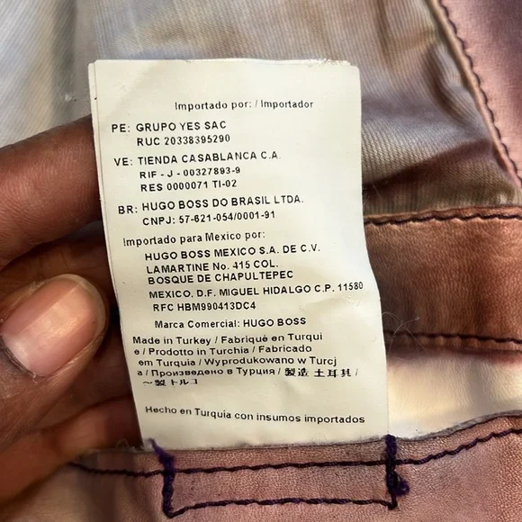 Vintage Y2K Hugo Boss Orange Label Pink/Purple Faded Distressed Leather Jacket
